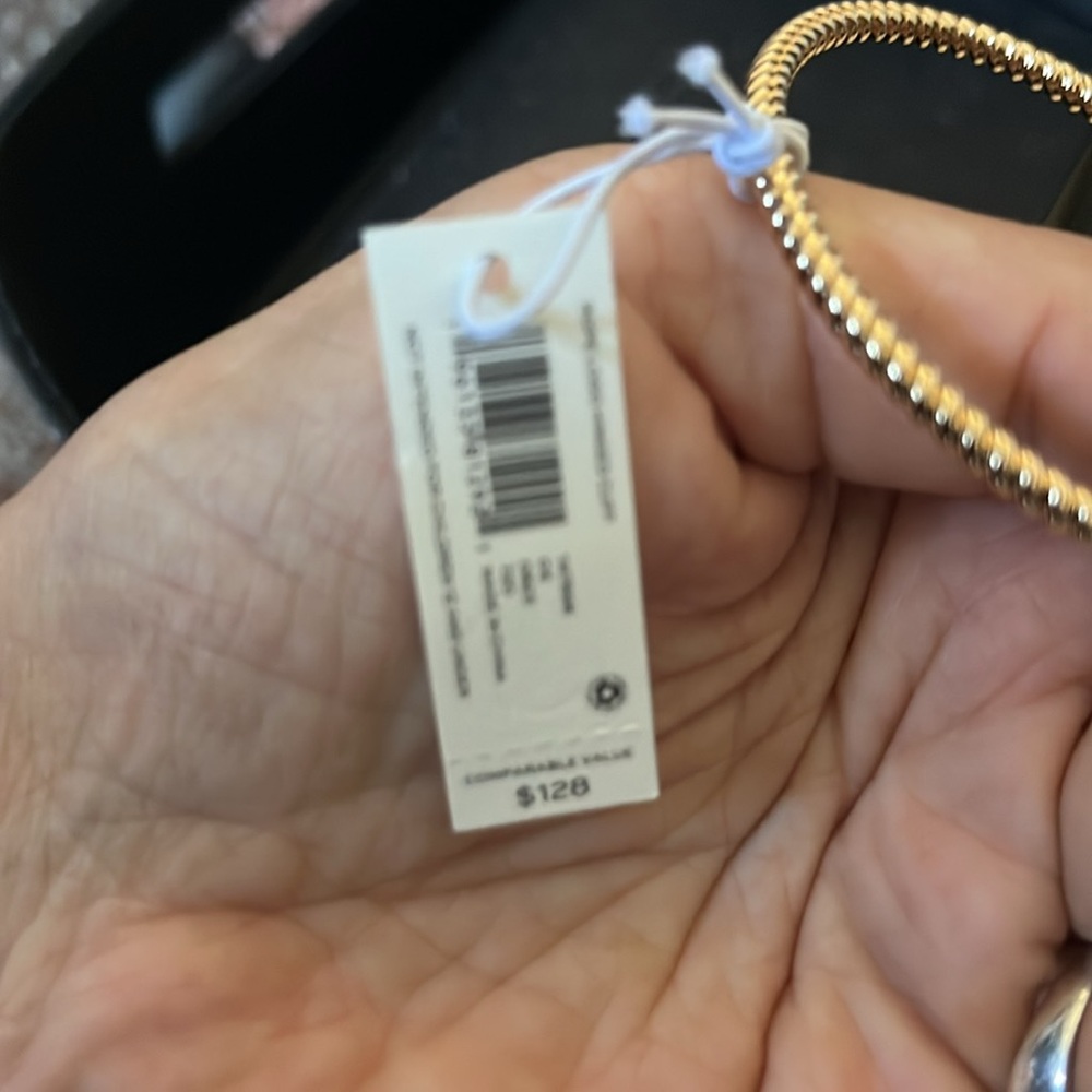 NWT Tory Burch Women's Rope Logo Gold Plated Hinged Cuff Bracelet - Picture 4 of 6